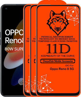 DeepzHub Edge To Edge Tempered Glass for OPPO Reno8 5G(Pack of 3)
