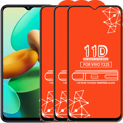 Qyist Edge To Edge Tempered Glass for Vivo Y22S(Pack of 3)