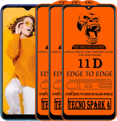 CYOR Edge To Edge Tempered Glass for TECNO SPARK 4(Pack of 3)