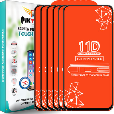 PikTrue Edge To Edge Tempered Glass for Infinix Note 8(Pack of 6)