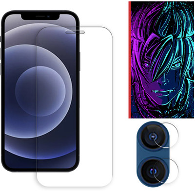 ARBAN Edge To Edge Tempered Glass for Apple iPhone 12 5G Tempered Glass Screen Protector | Anti-Scratch | Edge to Edge Full Coverage | 9H Hardness (1 FRONT SCREEN GUARD + 1 CAMERA LENS PROTECTOR + 1 FREE BACK EMBOSSED SKIN002)(Pack of 1)