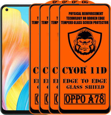 CYOR Edge To Edge Tempered Glass for OPPO A78(Pack of 4)