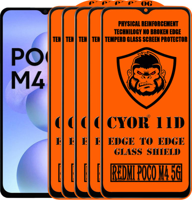 CYOR Edge To Edge Tempered Glass for POCO M4 5G(Pack of 5)