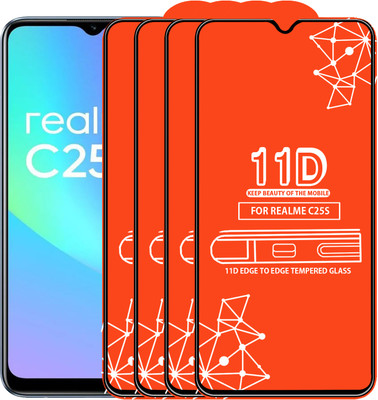 Qyist Edge To Edge Tempered Glass for Realme C25S(Pack of 4)