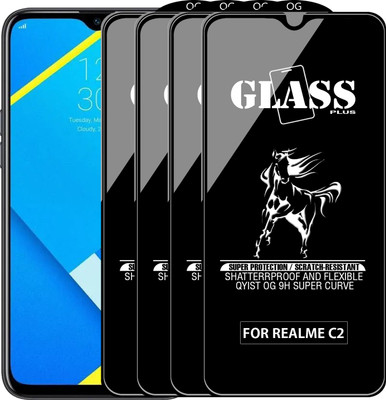 Qyist Edge To Edge Tempered Glass for REALME C2(Pack of 4)