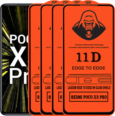 Laxdom Edge To Edge Tempered Glass for REDMI POCO X3 PRO(Pack of 4)