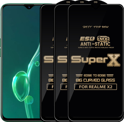 Qyist Edge To Edge Tempered Glass for REALME X2(Pack of 3)