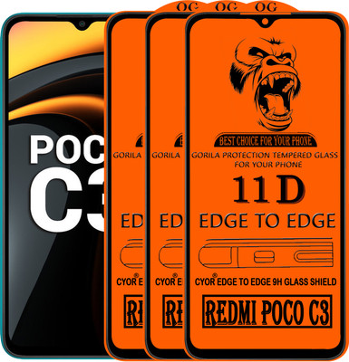 CYOR Edge To Edge Tempered Glass for REDMI POCO C3(Pack of 3)