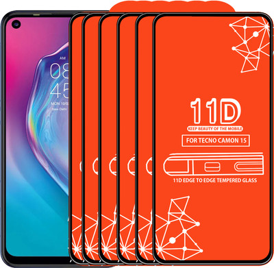 Qyist Edge To Edge Tempered Glass for Tecno Camon 15(Pack of 6)