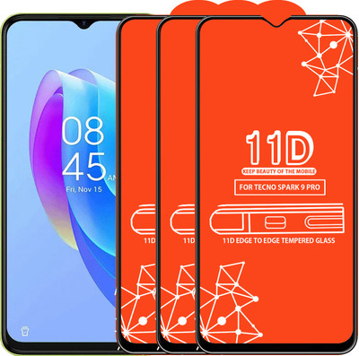 Qyist Edge To Edge Tempered Glass for Tecno Spark 9 Pro(Pack of 3)