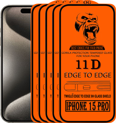 TWIGLO Edge To Edge Tempered Glass for IPHONE 15 PRO(Pack of 5)