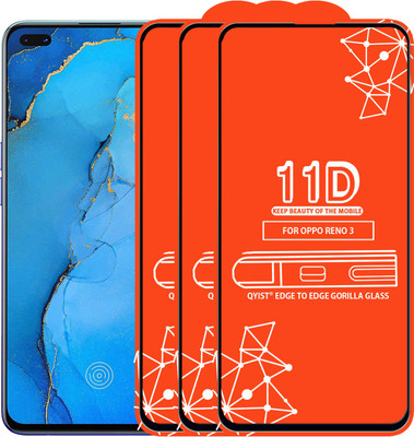 Qyist Edge To Edge Tempered Glass for Oppo Reno 3(Pack of 3)
