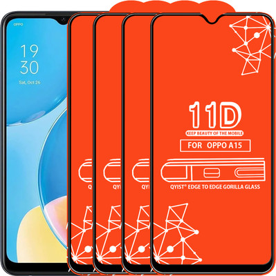 Qyist Edge To Edge Tempered Glass for Oppo A15(Pack of 4)