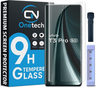 OneTech Edge To Edge Tempered Glass for Vivo T3 Pro 5G 9H Hardness, UV Advanced HD+ Screen Protector(Pack of 1)