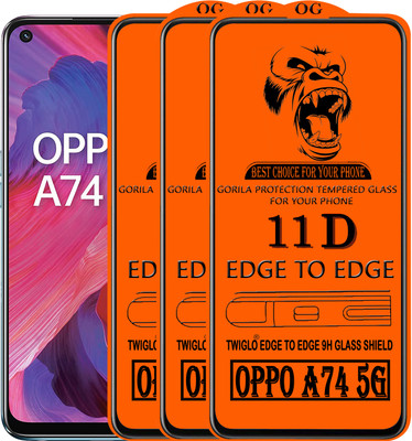 TWIGLO Edge To Edge Tempered Glass for OPPO A74 5G(Pack of 3)