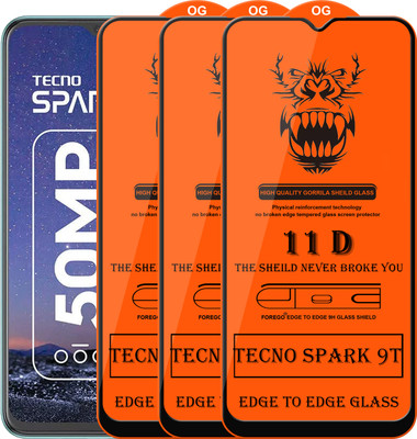 Forego Edge To Edge Tempered Glass for Tecno Spark 9T(Pack of 3)