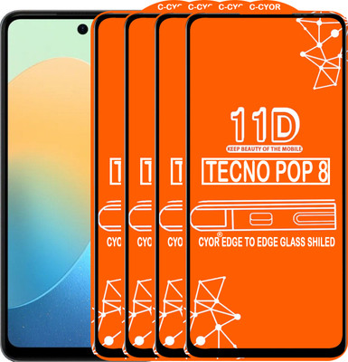 CYOR Edge To Edge Tempered Glass for TECNO POP 8(Pack of 4)