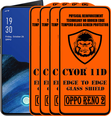 CYOR Edge To Edge Tempered Glass for OPPO Reno 2(Pack of 4)