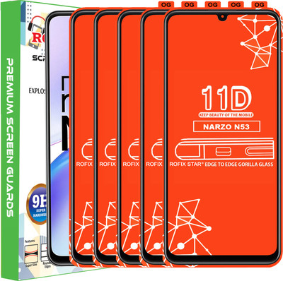 Rofix star Edge To Edge Tempered Glass for REALME NARZO N53(Pack of 5)
