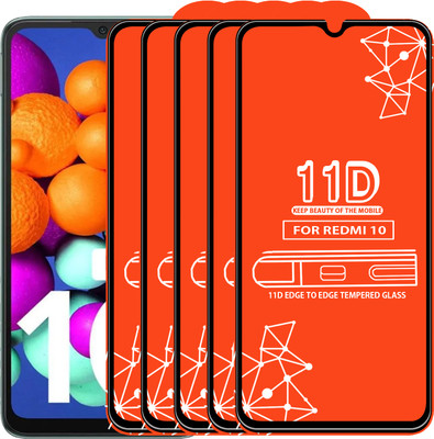 Qyist Edge To Edge Tempered Glass for Redmi 10(Pack of 5)