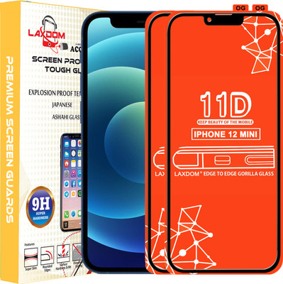 Laxdom Edge To Edge Tempered Glass for APPLE IPHONE 12 MINI(Pack of 2)