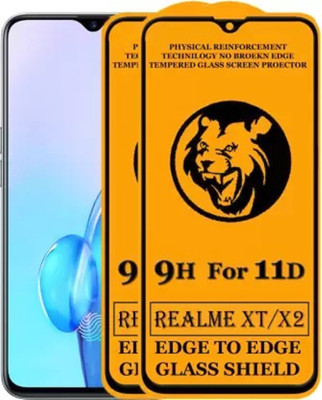 9H Edge To Edge Tempered Glass for Realme XT, Realme X2 -Edge-to-Edge Full Screen Coverage with Easy Installation Kit (Anti-Scratch)(Pack of 2)