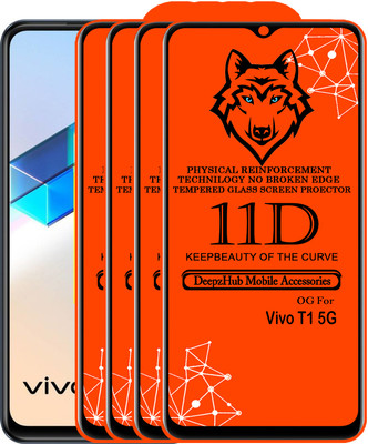 DeepzHub Edge To Edge Tempered Glass for Vivo T1 5G(Pack of 4)