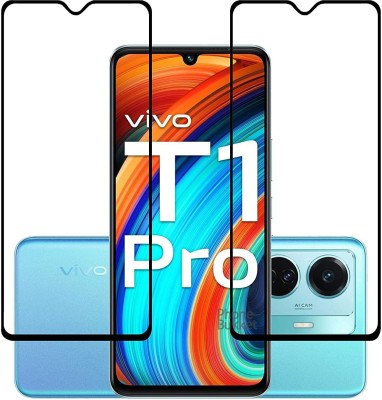 NIMMIKA ENTERPRISES Edge To Edge Tempered Glass for Vivo T1 Pro 5G 5G(Comprehensive protection | High-quality material | Multi-layered coating | Clear and smooth surface)(Pack of 2)