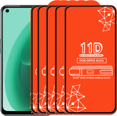 Qyist Edge To Edge Tempered Glass for Oppo A55S(Pack of 5)