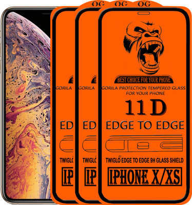 TWIGLO Edge To Edge Tempered Glass for Apple iPhone XS(Pack of 3)