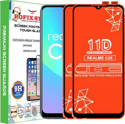 Rofix star Edge To Edge Tempered Glass for REALME C25(Pack of 2)