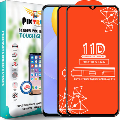 PikTrue Edge To Edge Tempered Glass for Vivo Y31 2020(Pack of 2)