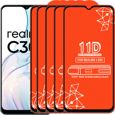 Qyist Edge To Edge Tempered Glass for Realme C30S(Pack of 5)
