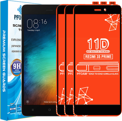 PFOAM Edge To Edge Tempered Glass for Mi Redmi 3S Prime(Pack of 3)