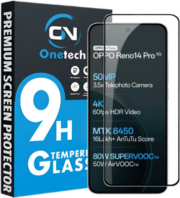 OneTech Edge To Edge Tempered Glass for Oppo Reno 14 Pro 5G 9H Hardness, Premium HD+ Screen Protector(Pack of 1) OneTech Edge To Edge Tempered Glass for Oppo Reno 14 Pro 5G 9H Hardness, Premium HD+ Screen Protector(Pack of 1)