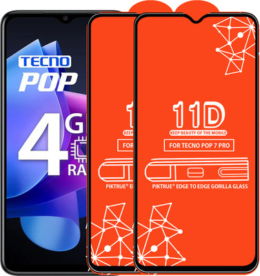 PikTrue Edge To Edge Tempered Glass for TECNO POP 7 PRO(Pack of 2)