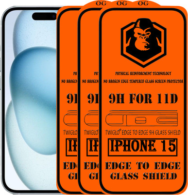 TWIGLO Edge To Edge Tempered Glass for IPHONE 15(Pack of 3)