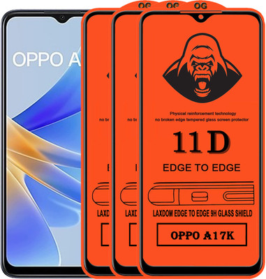 Laxdom Edge To Edge Tempered Glass for OPPO A17K(Pack of 3)
