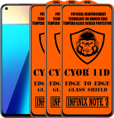 CYOR Edge To Edge Tempered Glass for INFINIX NOTE 7(Pack of 3)