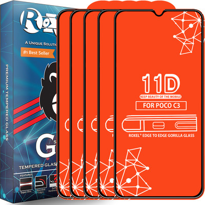 Roxel Edge To Edge Tempered Glass for Poco C3(Pack of 5)