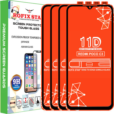 Rofix star Edge To Edge Tempered Glass for POCO C3(Pack of 4)