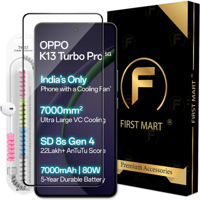 FIRST MART Edge To Edge Tempered Glass for Oppo K13 Turbo Pro 5G, K13 Turbo Pro 5G, Oppo K13 Turbo 5G, OG Tempered Glass with Cable Protector(Pack of 1)
