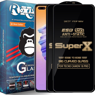 Roxel Edge To Edge Tempered Glass for TECNO CAMON 18 PRO(Pack of 2)