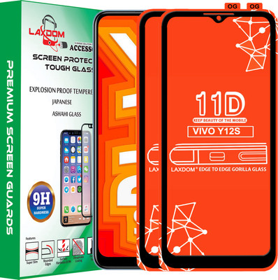 Laxdom Edge To Edge Tempered Glass for VIVO Y12S(Pack of 2)