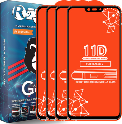 Roxel Edge To Edge Tempered Glass for Realme 2(Pack of 4)