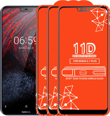 Qyist Edge To Edge Tempered Glass for Nokia 6.1 Plus(Pack of 3)