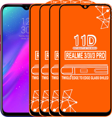 TWIGLO Edge To Edge Tempered Glass for REALME 3 PRO(Pack of 4)
