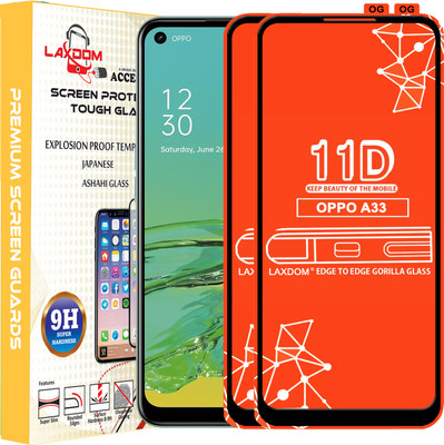 Laxdom Edge To Edge Tempered Glass for OPPO A33(Pack of 2)
