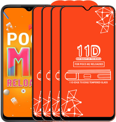 Roxel Edge To Edge Tempered Glass for Poco M2 Reloaded(Pack of 4)