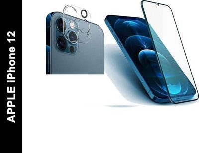 DPJ Edge To Edge Tempered Glass for Apple iPhone 12 Front Tempred Glass, And Apple iPhone 12 Camera Lens Protector, One Unit Tempered Glass Screen Protector for Phone 12 -Edge to Edge Full Screen Coverage and 01 Unit Back Caerma Lens Protector (Hard) for iPhone 12 (Combo Pack)(Pack of 2)